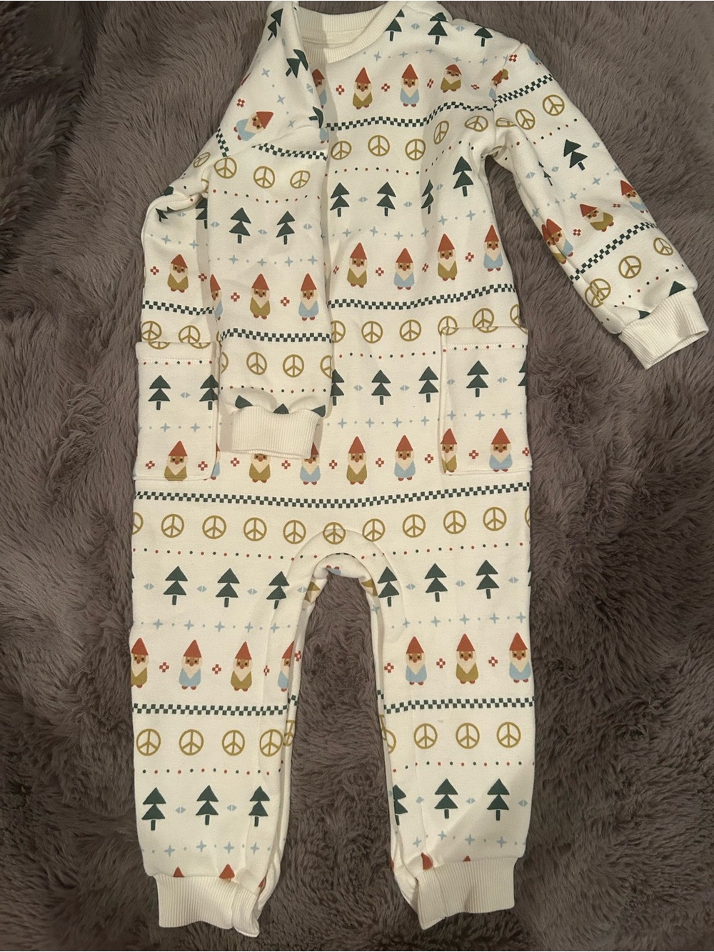 Little Co. by Lauren Conrad Cream Baby One-Piece Pajama with Multicolor Dots
